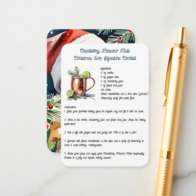 Holiday Cranberry Moscow Mule Cocktail Enclosure Card (Front/Back In Situ)