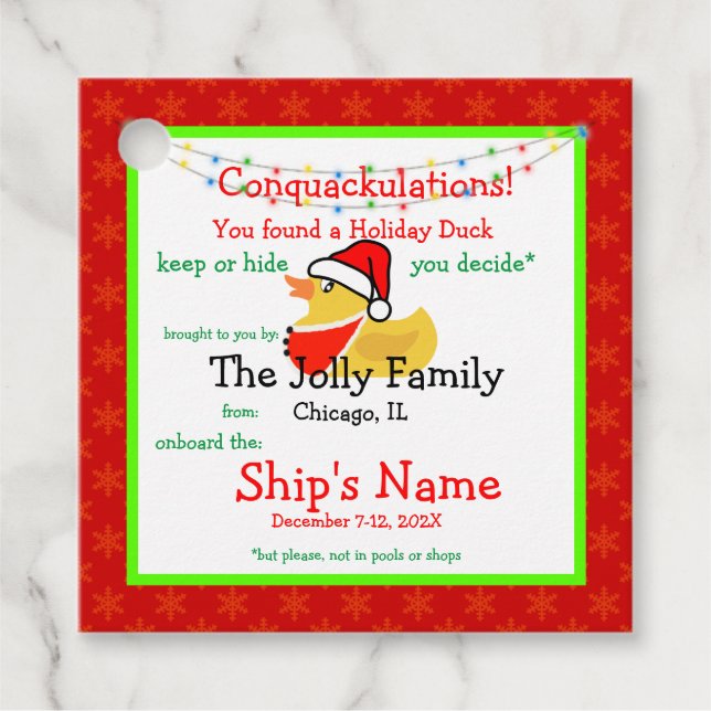 Holiday Cruise Duck Tag (Front)