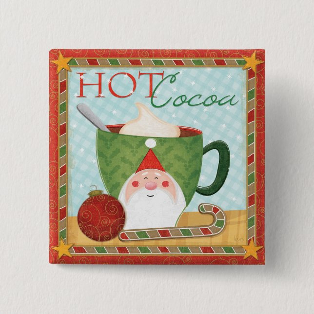 Holiday Cup with Mint Cocoa 2 Inch Square Button (Front)