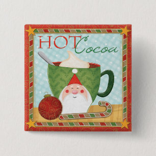 Holiday Cup with Mint Cocoa 2 Inch Square Button