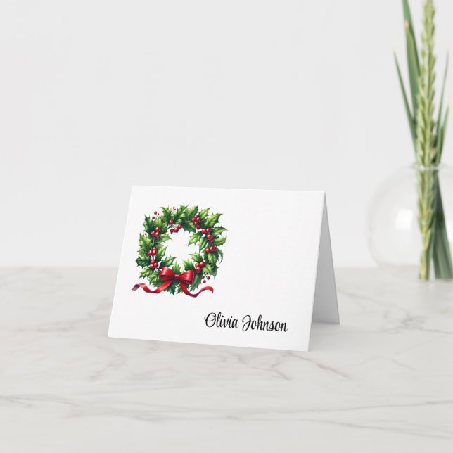Holiday Custom Name Folded Note Cards (Front)