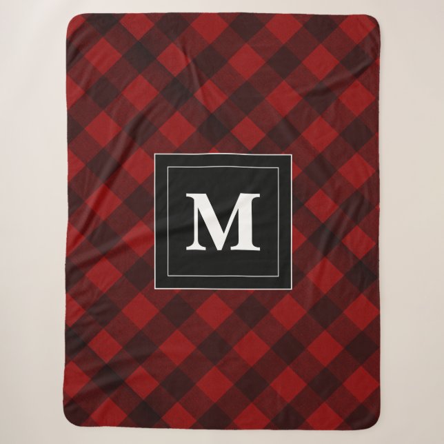 Holiday Custom rustic winter plaid red  Sherpa  Blanket (Front)