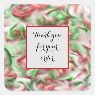 Holiday Customer Appreciation Red Green Thank You Square Sticker