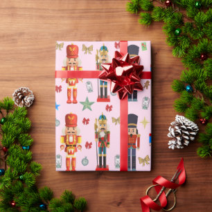 holiday cute Nutcracker pattern pink Wrapping Paper