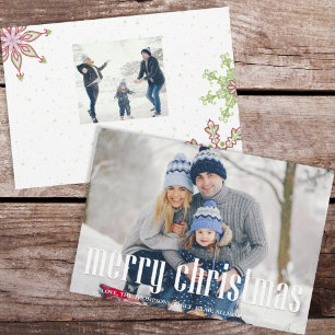 Holiday Cute Snowflake Whimsical Colorful 2 Photo Card