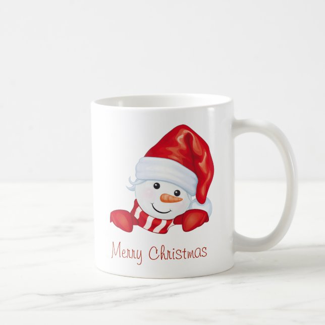 Holiday Cute Snowman Merry Christmas Coffee Mug (Right)