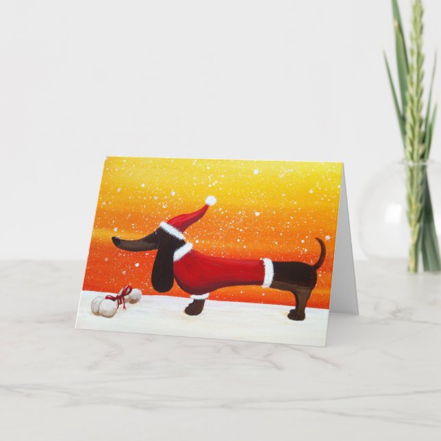 Holiday Dachshund and Dog Bone Christmas Gift (Front)