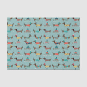 Holiday Dachshunds with Gifts and Sleds Pattern Tissue Paper