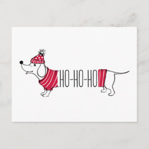 Holiday Dachsund Ho-Ho-Ho Postcard