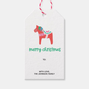 Holiday Dala Swedish Horse Merry Christmas Gift Tags