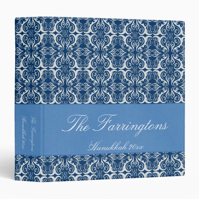 Holiday Damask Blue & White 1.5" Binder (Front/Spine)