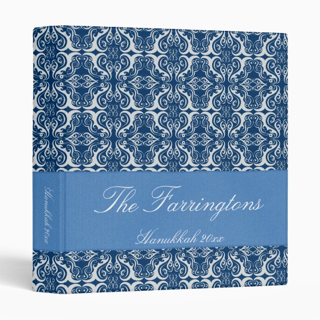 Holiday Damask Blue & White 1" Binder (Front/Spine)