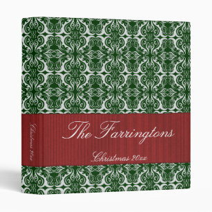 Holiday Damask Green & Red 1" Binder
