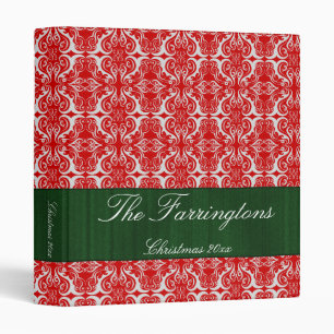 Holiday Damask Red & Green 1" Binder