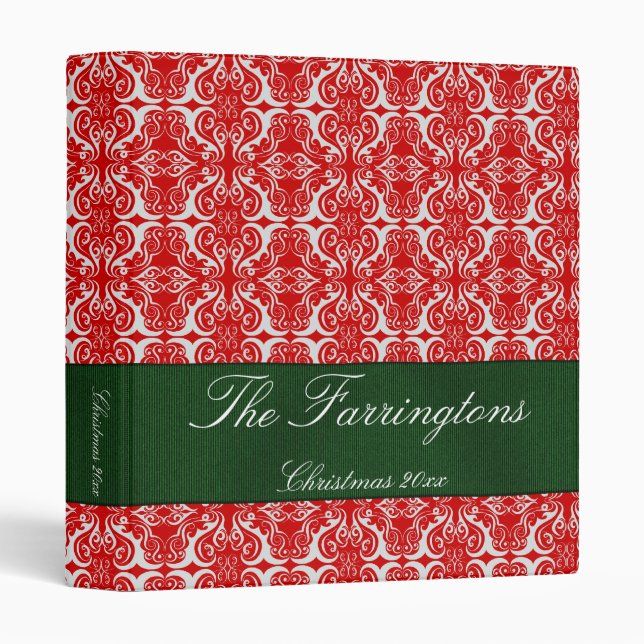 Holiday Damask Red & Green 1" Binder (Front/Spine)