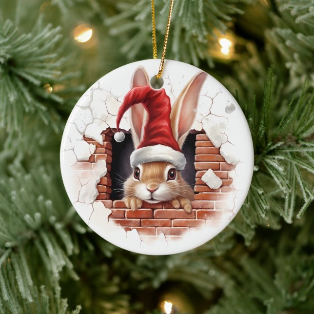 Holiday Decor for Rabbit Lovers - 3D Ceramic Ornament (Tree)