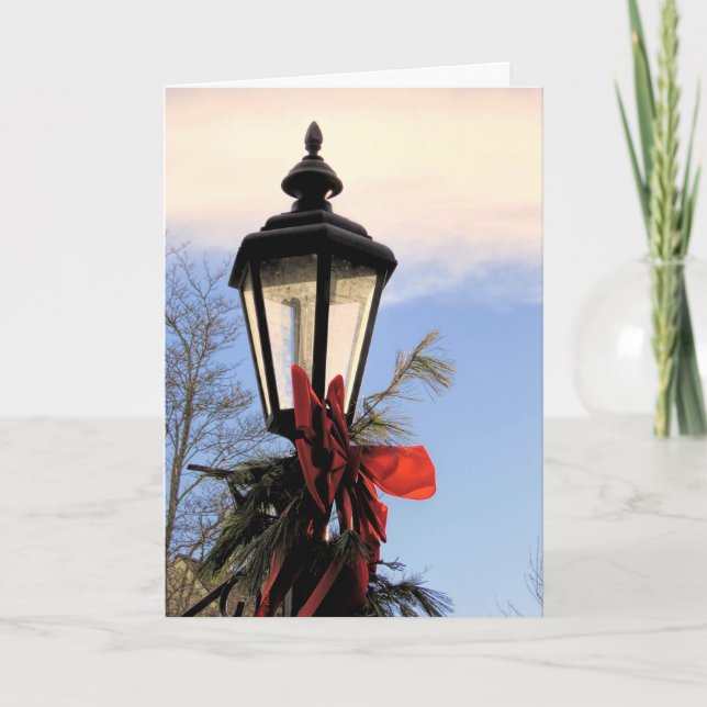 Holiday decorated lamp post card (Front)