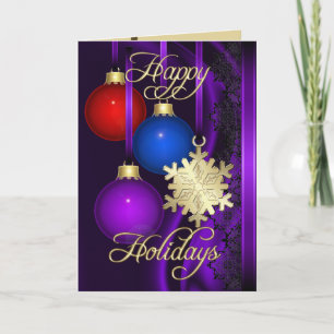 Holiday Decorations Purple Silk Gold Card