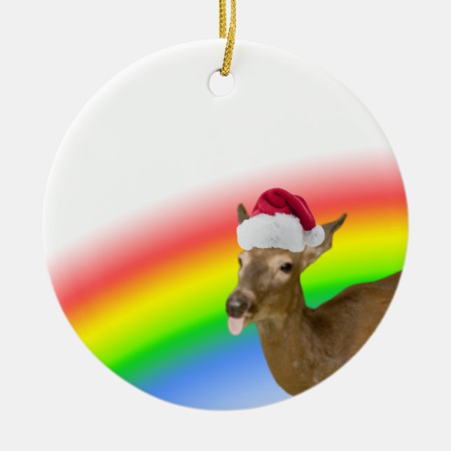 Holiday deer ceramic ornament (Front)