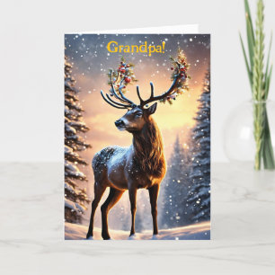HOLIDAY DEER GRANDPA CHRISTMAS CARD