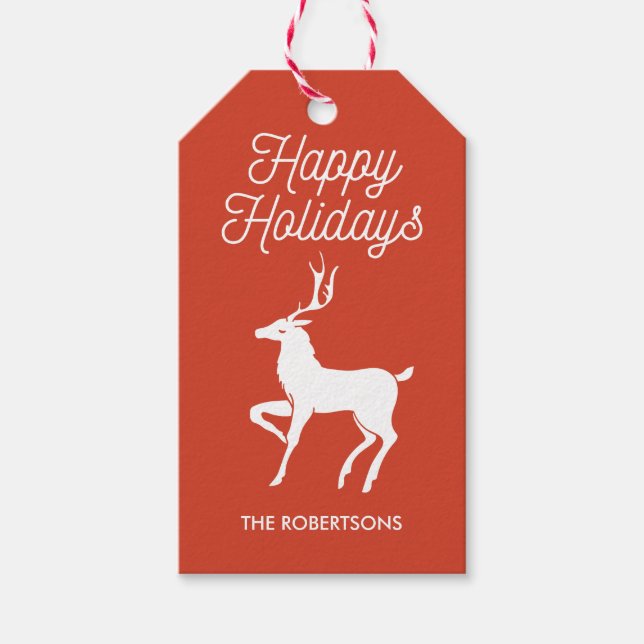 Holiday Deer Personalized Gift Tags (Front)