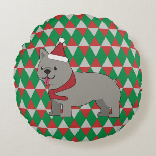Holiday Diamonds Dog Round Pillow