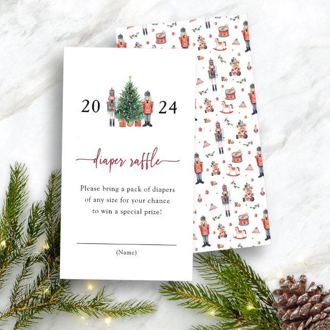 Holiday Diaper Raffle Enclosure Card (Diaper Raffle Card - Nutcracker Baby Shower Invitation by Painted Paperie)