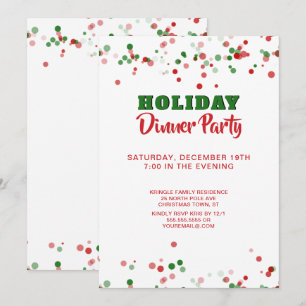 Holiday Dinner Party Invitation Red Green White