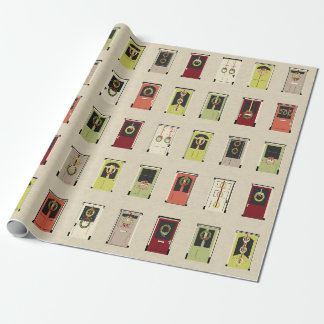 Holiday doors wrapping paper