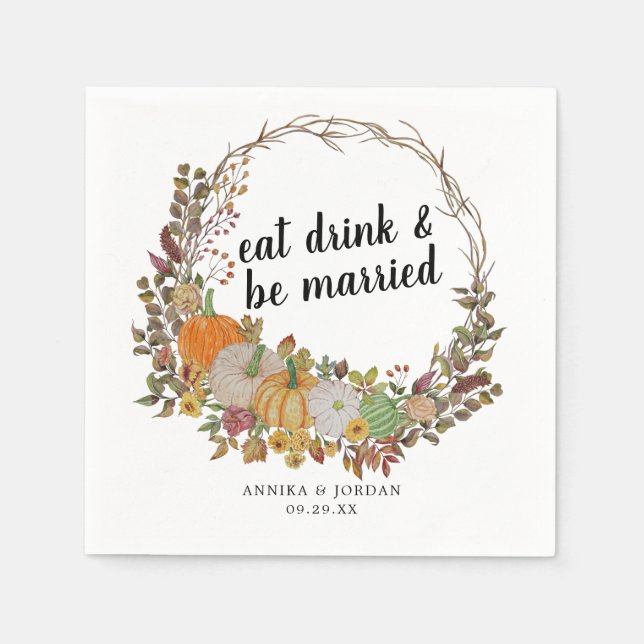Holiday Eat Drink and Be Married Thanksgiving Napkin (Front)