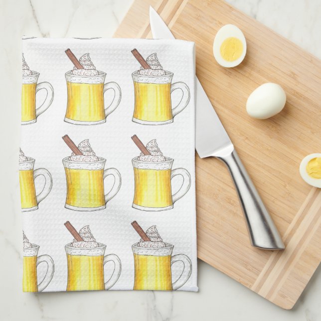 Holiday Egg Nog Eggnog Winter Christmas Drinks Kitchen Towel (Quarter Fold)