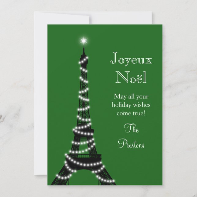 Holiday Eiffel Tower Card green (Front)