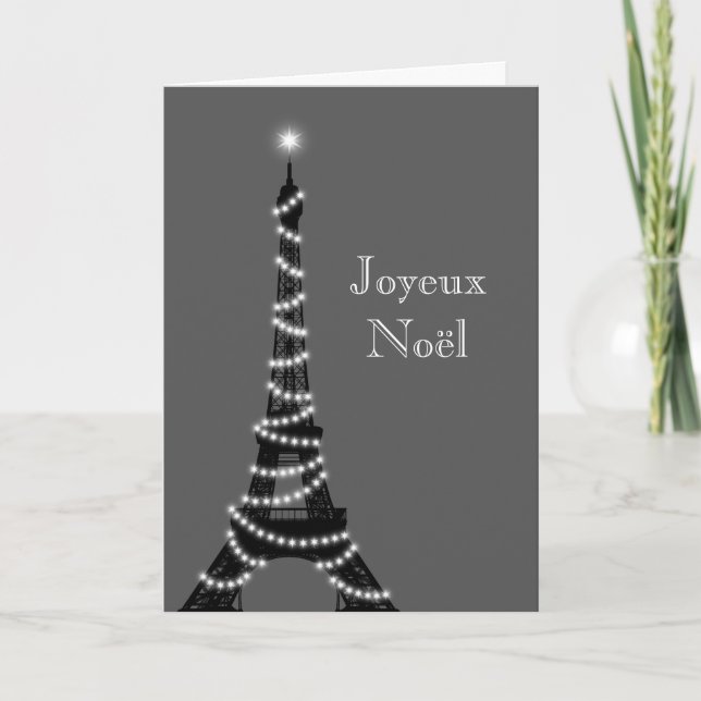 Holiday Eiffel Tower Card grey (Front)
