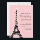 Holiday Eiffel Tower Invitation pink<br><div class="desc">Sparkling twinkle lights decorate this Eiffel Tower Invitation. It is shown on the basic paper; however I recommend the shimmer of the metallic ice paper. This invitation can easily be adapted for a Christmas Party. Just let us know if you need help with that at prettyfancyinvites@gmail.com.</div>