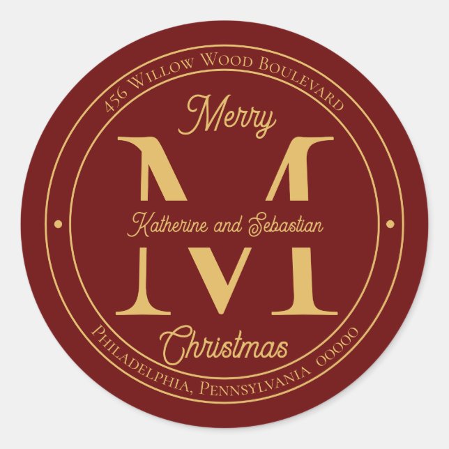 Holiday Elegant Monogram Return Address Seal (Front)