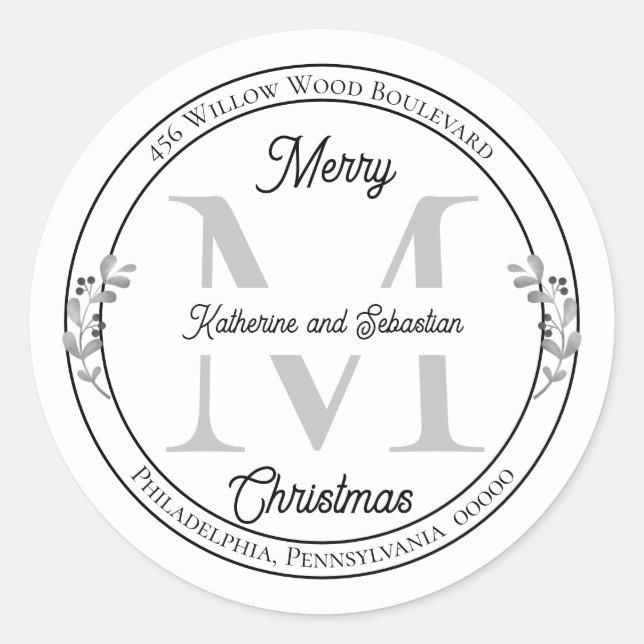 Holiday Elegant Monogram Return Address Seal (Front)