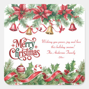 Holiday Elegant Soft Merry Christmas Party Square Sticker
