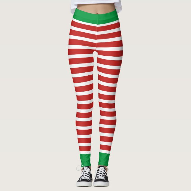 Holiday Elf Leggings Candy Cane Christmas (Front)