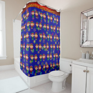 Holiday Elves  Shower Curtain