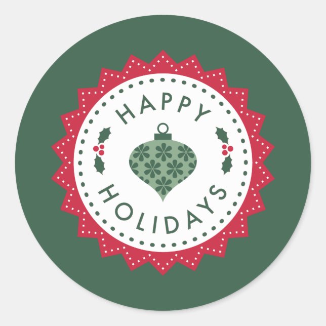 Holiday Envelope Seals or Gift Wrap Stickers (Front)