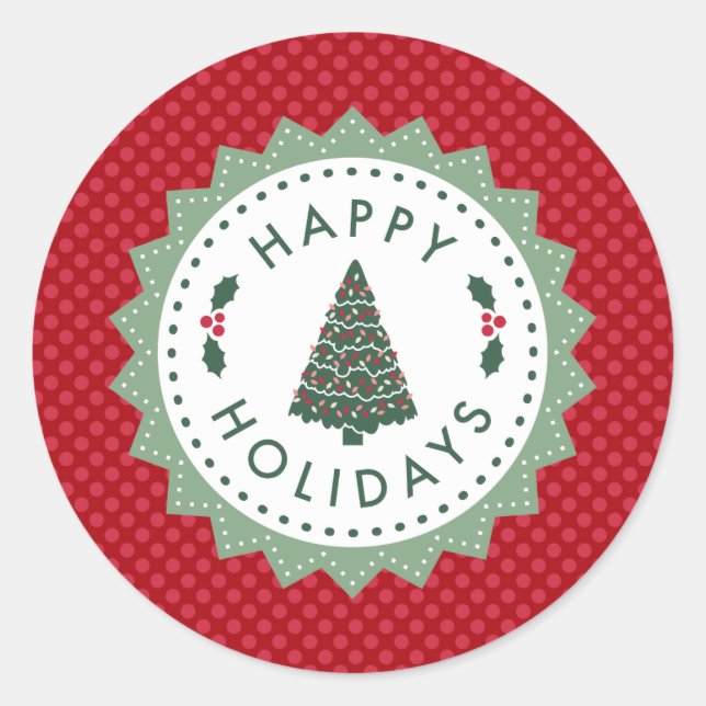 Holiday Envelope Seals or Gift Wrap Stickers (Front)