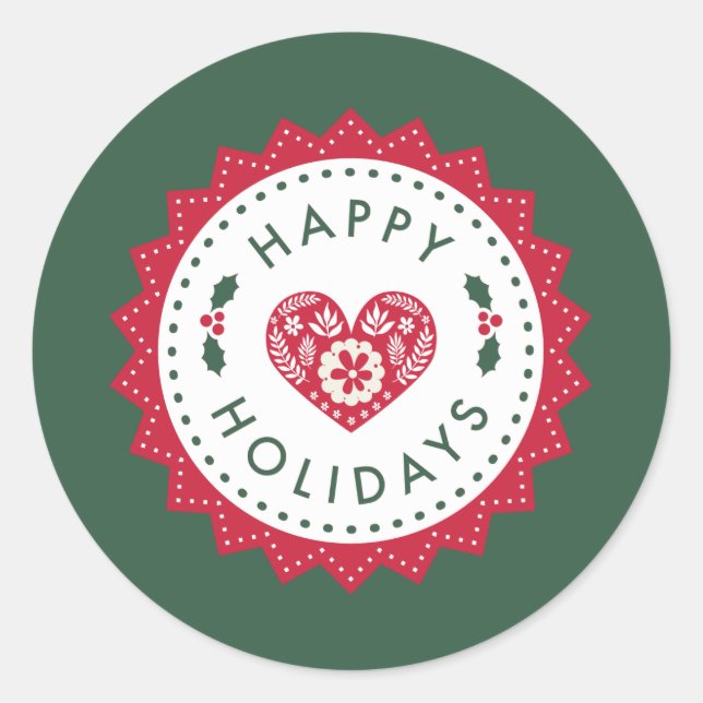 Holiday Envelope Seals or Gift Wrap Stickers (Front)