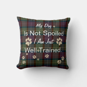 Holiday Fall Christmas Dog Custom Add Plaid Tartan Throw Pillow