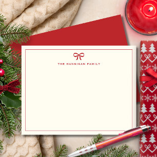 Holiday Family Cute Red Bow Elegant Christmas Card