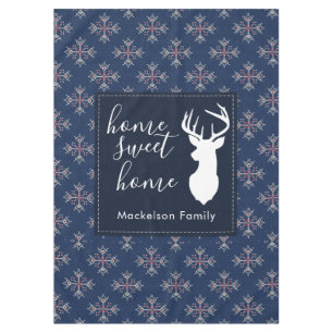 Holiday Family Festive Deer Antlers Christmas Tablecloth