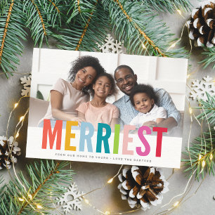 HOLIDAY FAMILY PHOTO merriest bold bright wide Card