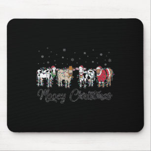 Holiday Farm Christmas Mooey Christmas Lights Cow  Mouse Pad