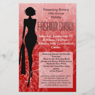 Holiday Fashion Show Flyer, Red Silhouette Swirl Flyer