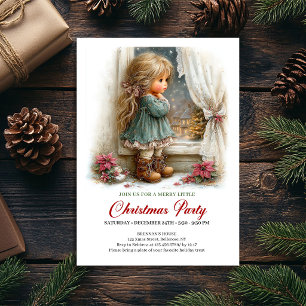 Holiday Fest Invitation Cute Girl Christmas Scene
