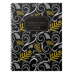 Holiday Festive Deco Gold Foliage Holiday Notebook